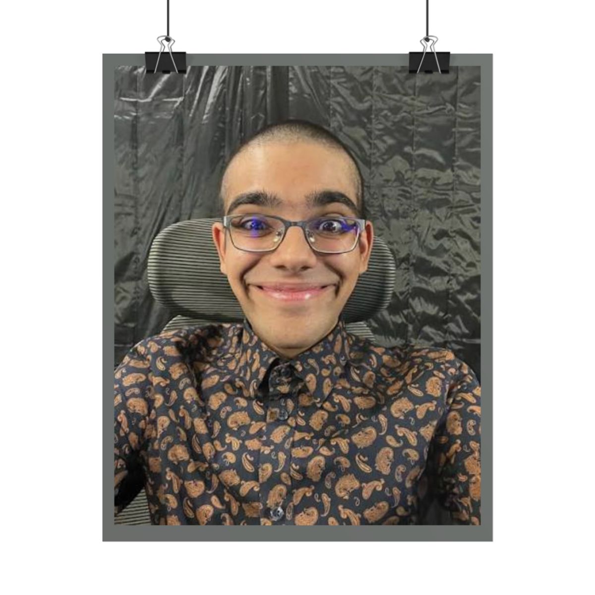 Smiling Portrait Rolled Poster | Photo Portrait Wall Art | Neon