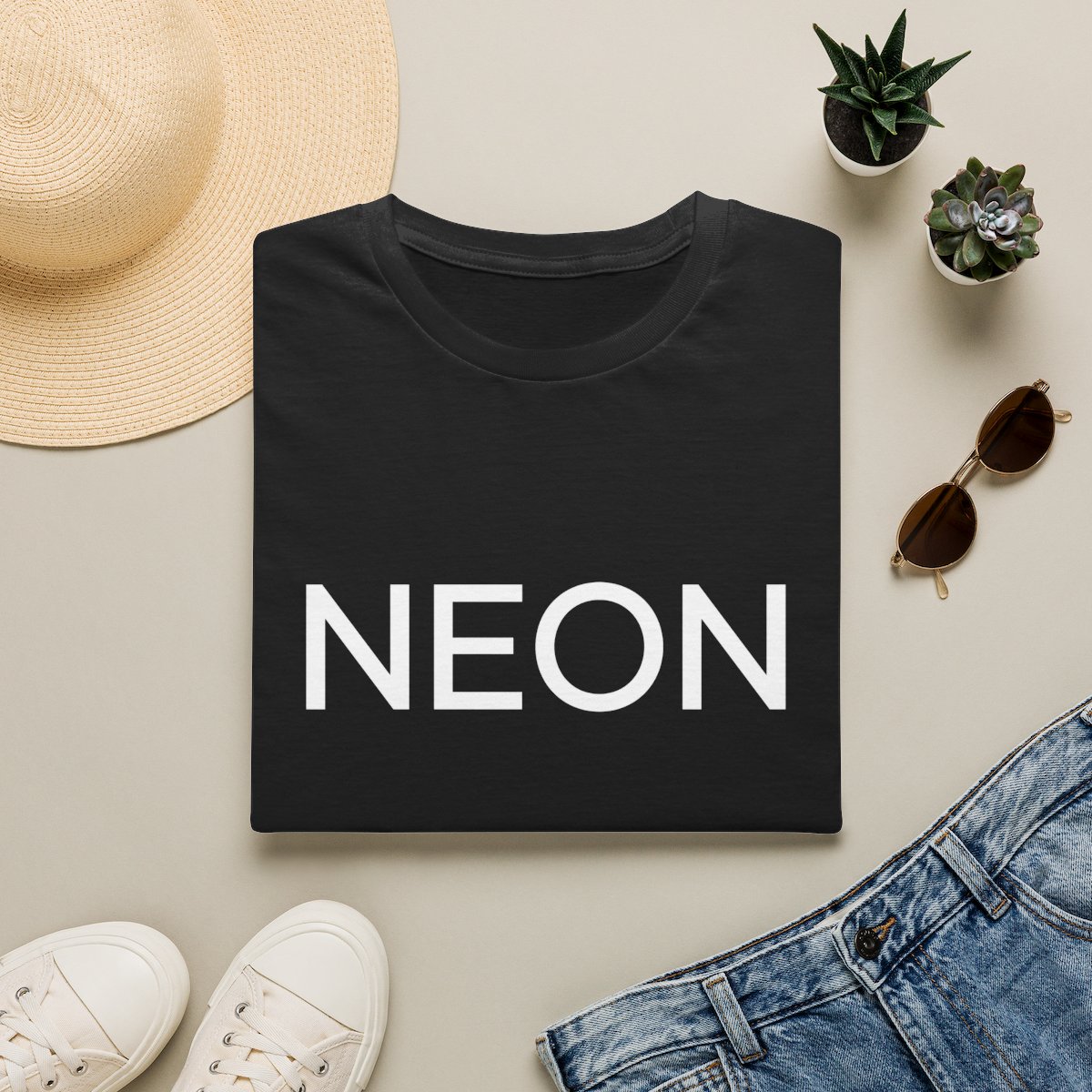NEON Text T-Shirt | Minimal Typography Tee | Neon