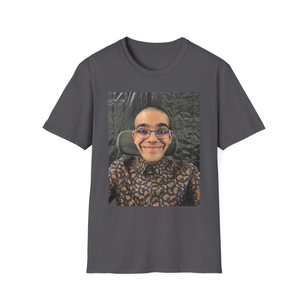 Smiling Face Photo T-Shirt | Personalized Portrait Tee | Neon - alternate angle 4, merchandise