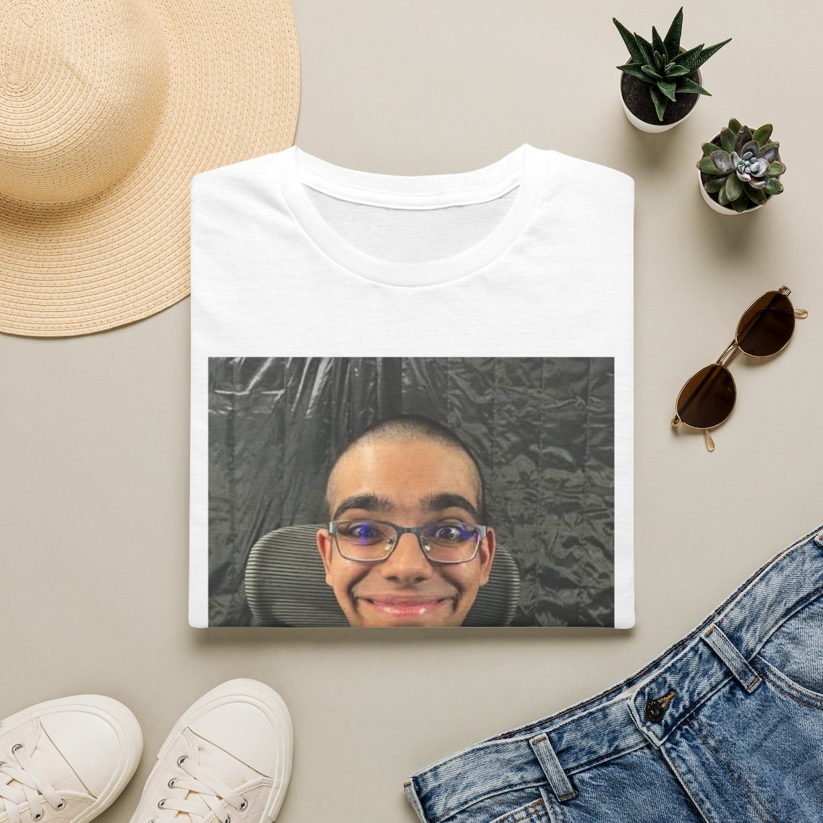 Smiling Face Photo T-Shirt | Personalized Portrait Tee | Neon