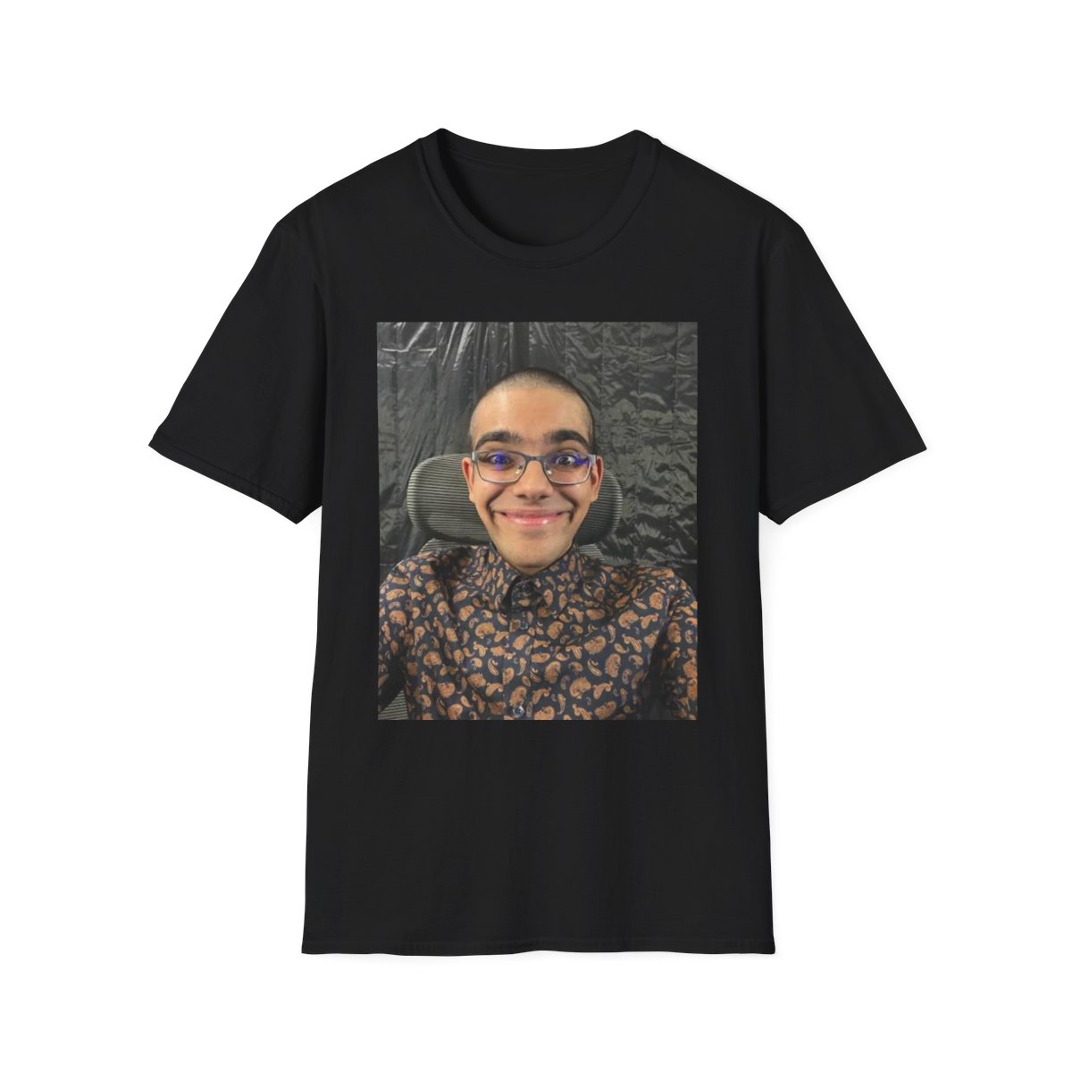 Smiling Face Photo T-Shirt | Personalized Portrait Tee | Neon - alternate angle 2, merchandise