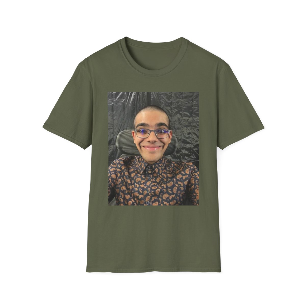 Smiling Face Photo T-Shirt | Personalized Portrait Tee | Neon - alternate angle 3, merchandise