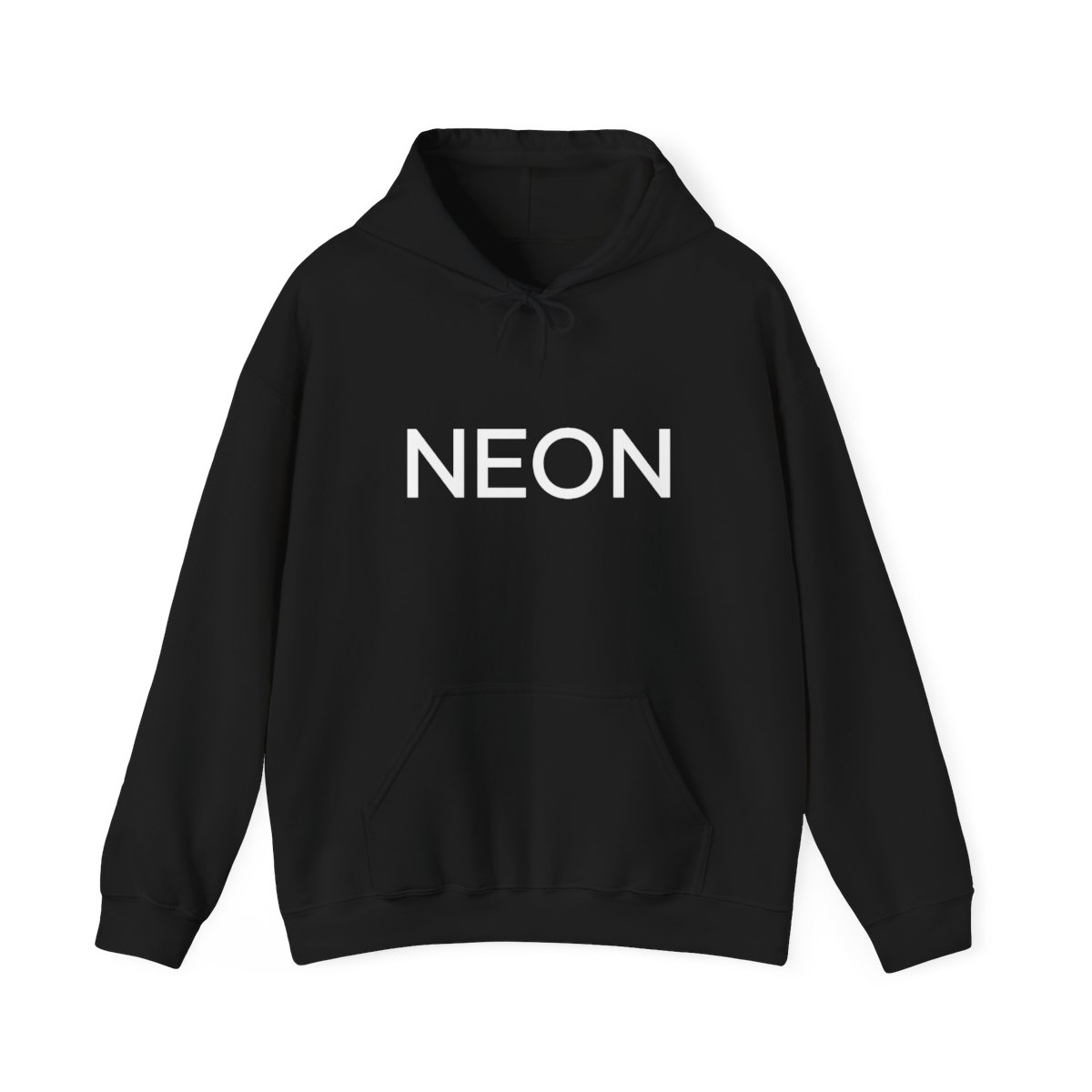 NEON hoodie | Black pullover sweatshirt, minimalist text design | Neon