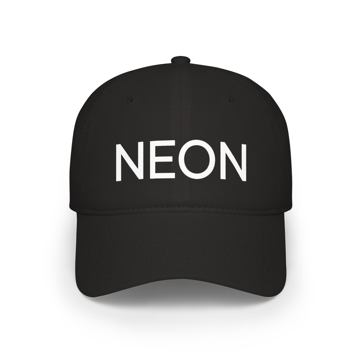 NEON baseball cap | embroidered text logo, black hat | Neon